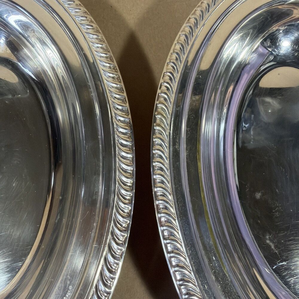 Vintage WM Rogers 2 Vegetable Serving Bowls Oval Silver Plate - Picture 3 of 8